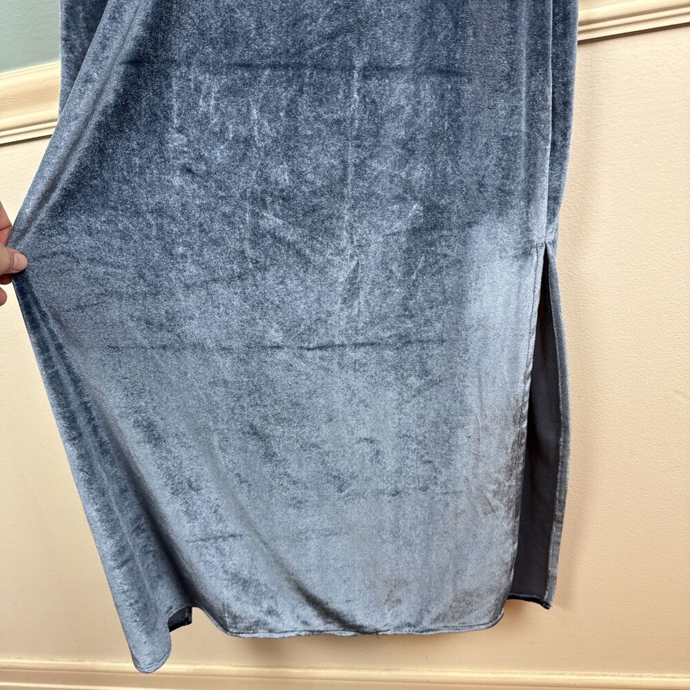 Anthro BHLDN Nasha Velvet Maxi Dress Women's Size 8 Blue Draped Neck Bridesmaid - Picture 10 of 13